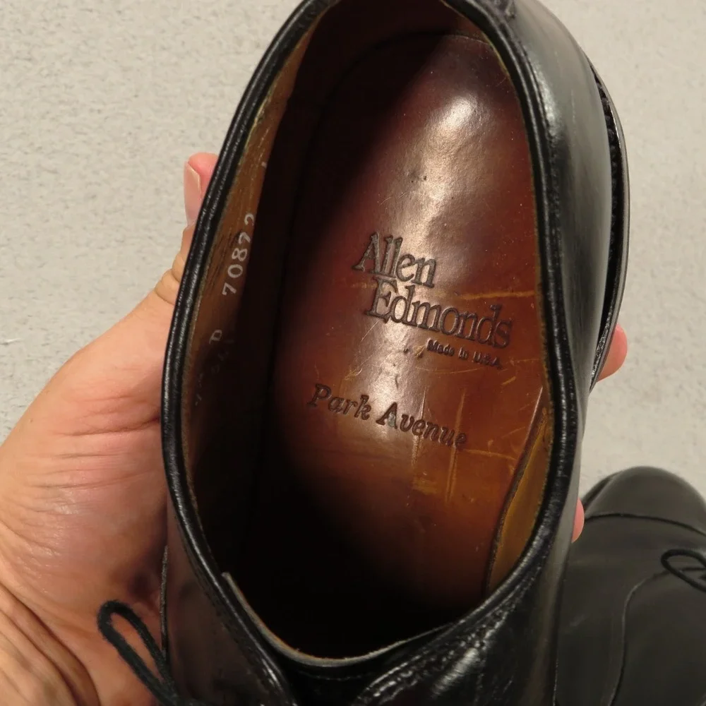 Allen Edmonds Mens 9.5 D Fifth Avenue Black Cap Toe Leather Oxford Shoes 5705